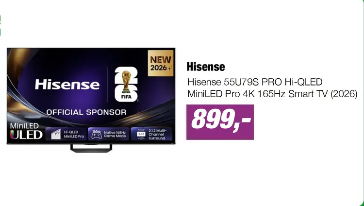 Aanbieding: Hisense 55U79S PRO Hi-QLED MiniLED Pro 4K 165Hz Smart TV (2026)