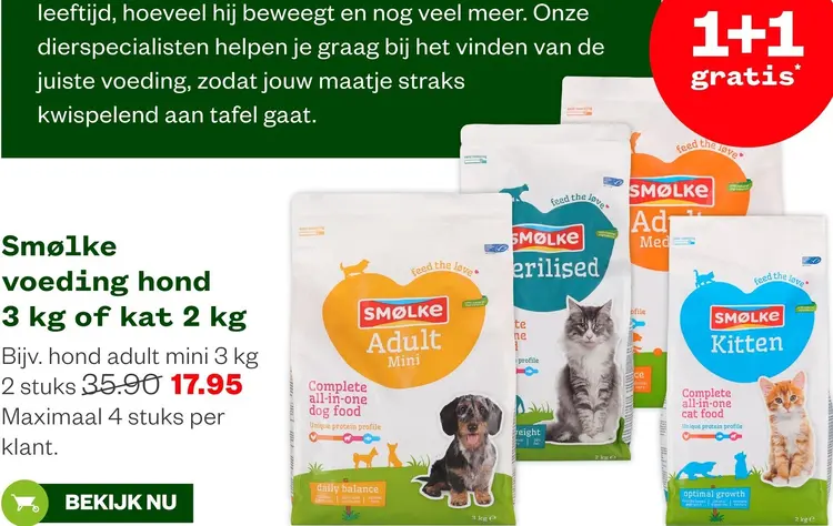 Aanbieding: Voeding hond 3 kg of kat 2 kg