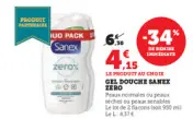 Offre: Gel douche Sanex zero