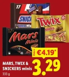Aanbieding: Mars, Twix en Snickers mini's