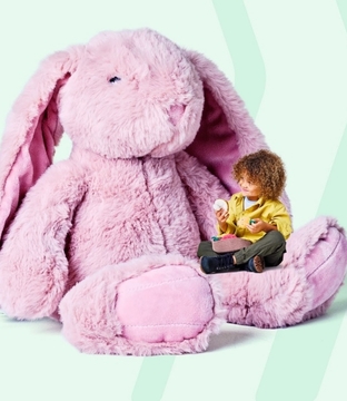 Offre: Peluche géante lapin rose