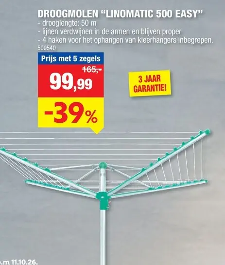 Promotie: Droogmolen "linomatic 500 easy"