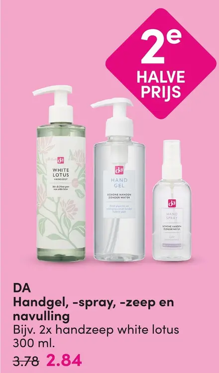 Aanbieding: DA Handgel, -spray, -zeep en navulling