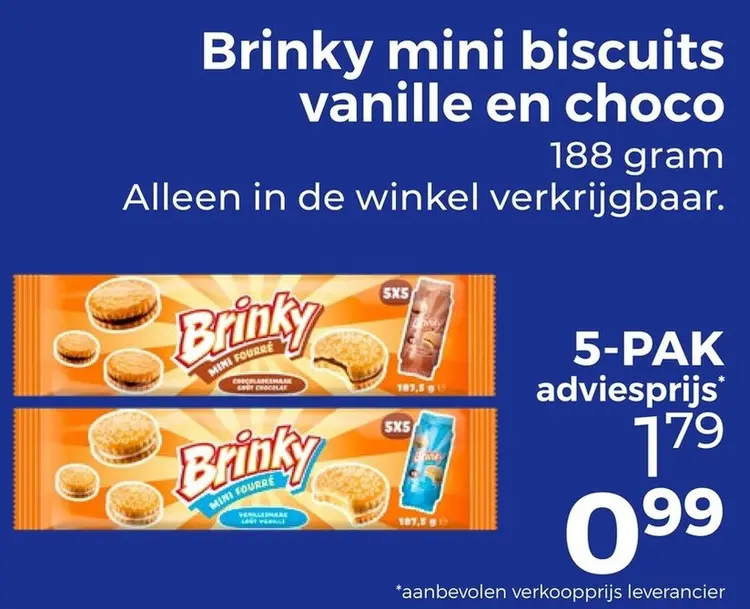 Aanbieding: Brinky mini biscuits vanille en choco