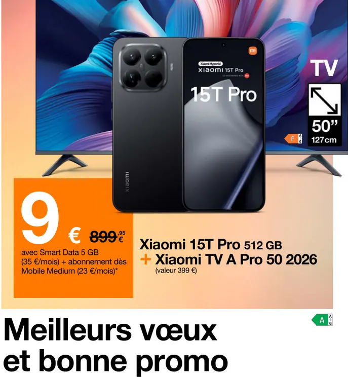 Offre: Xiaomi 15T Pro 512 GB + Xiaomi TV A Pro 50 20