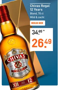 Aanbieding: Chivas Regal 12 Years 70CL Whisky