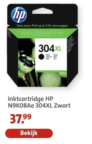 Aanbieding: Inktcartridge HP N9K08Ae 304XL Zwart