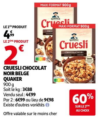 Promotie: Cruesli chocolat noir belge