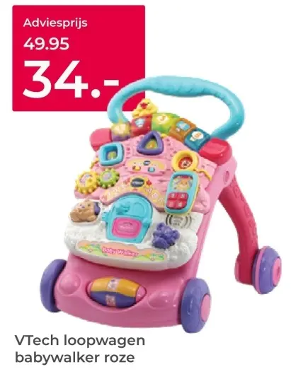 Aanbieding: Loopwagen babywalker roze