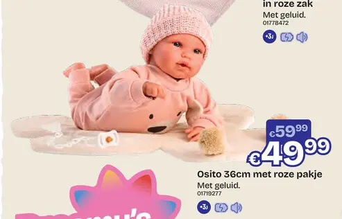 Aanbieding: Osito met roze pakje - 36cm