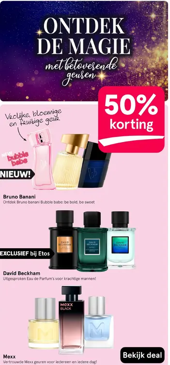 Aanbieding: Diverse geuren, zoals: Bruno Banani, David Beckham & Mexx 