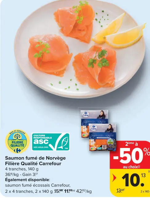 Offre: Saumon fumé de Norvège Filière Qualité