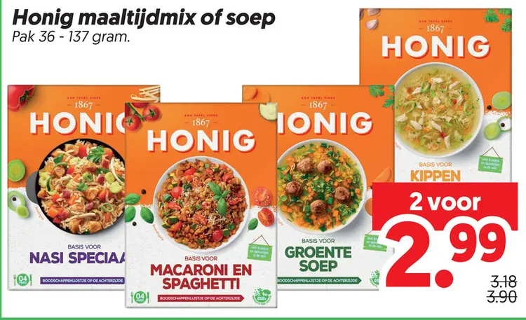 Aanbieding: Honig maaltijdmix of soep