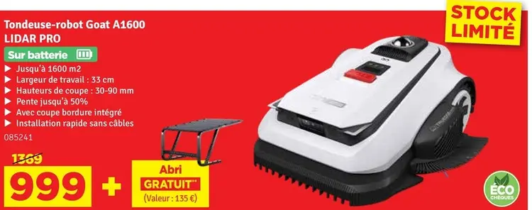 Offre: Tondeuse-robot Goat A1600 LIDAR PRO
