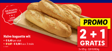 Aanbieding: Halve baguette wit