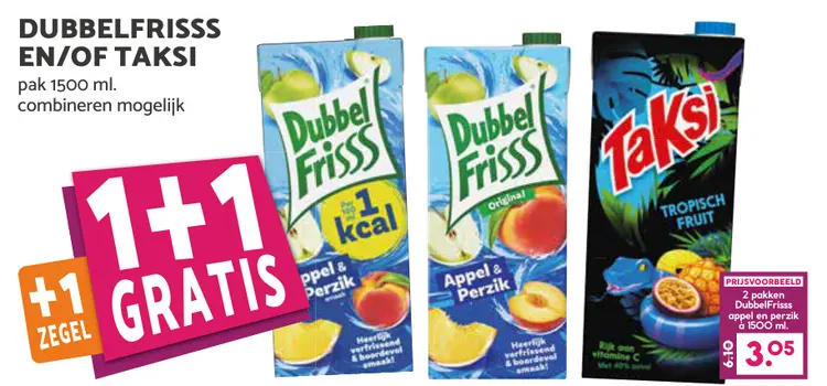 Aanbieding: DubbelFrisss en/of Taksi