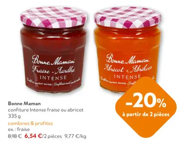 Offre: Bonne Maman confiture Intense fraise ou abricot