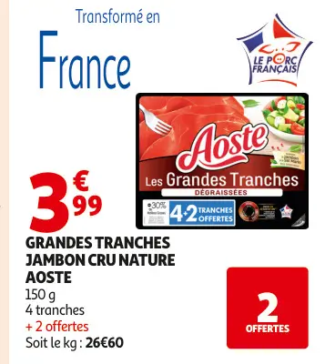 Aanbieding: Grandes tranches jambon cru nature