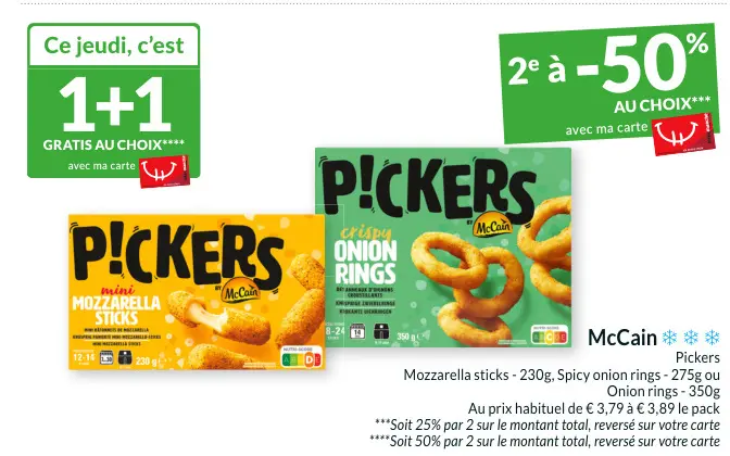 Offre: Pickers Mozzarella sticks, Spicy onion rings 