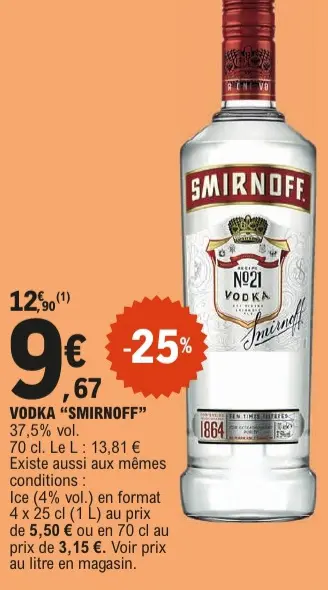 Offre: Vodka "SMIRNOFF"