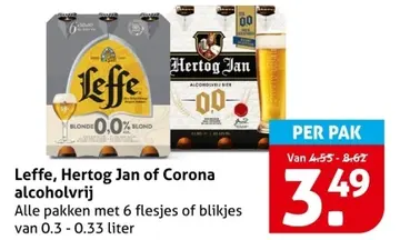 Aanbieding: Leffe, Hertog Jan of Corona alcoholvrij