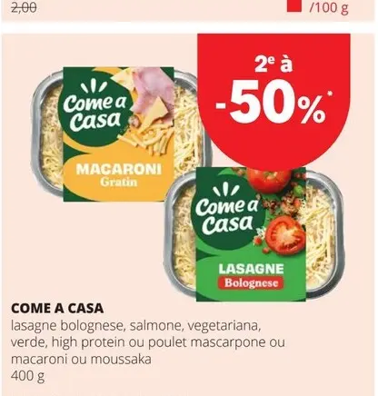 Offre: Lasagne bolognese, salmone, vegetariana, verde, high protein ou poulet mascarpone ou macaroni ou moussaka