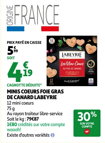 Offre: Minis coeurs foie gras de canard