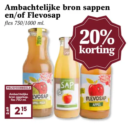 Aanbieding: Ambachtelijke bron sappen en/of Flevosap
