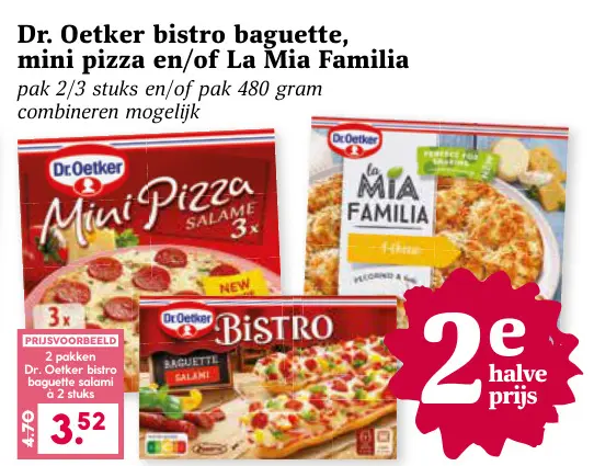 Aanbieding: bistro baguette, mini pizza en/of La Mia Fami