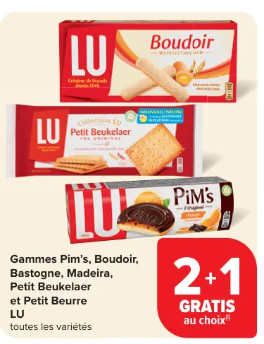 Offre: Gammes Pim's, Boudoir, Bastogne, Madeira, Petit Beukelaer et Petit Beurre