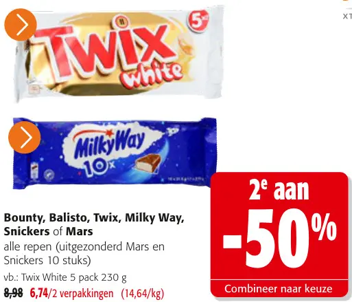 Promotie: Bounty, Balisto, Twix, Milky Way, Snickers of Mars