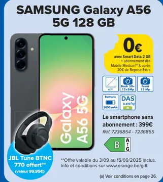 Offre: SAMSUNG Galaxy A56 5G 128 GB