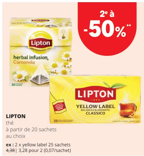 Offre: LIPTON thé