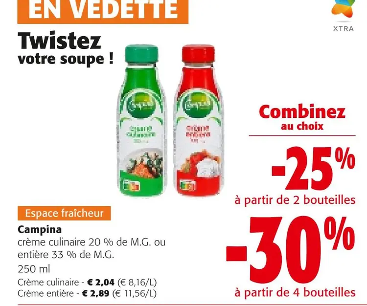 Offre: Crème culinaire ou entière
