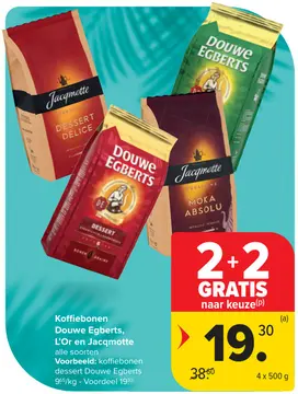 Aanbieding: Koffiebonen Douwe Egberts, L'Or en Jacqmotte