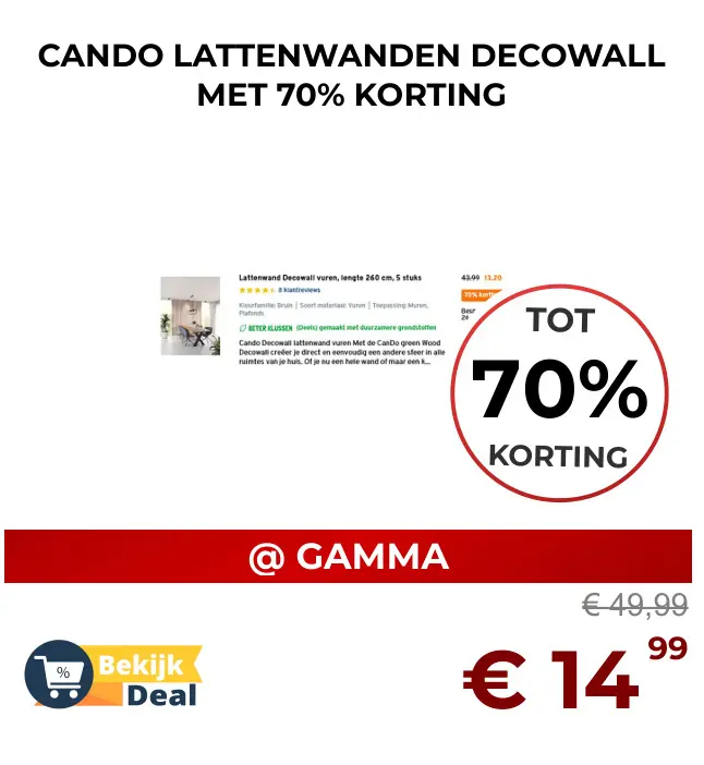 Aanbieding: Cando lattenwanden decowall met 70% korting