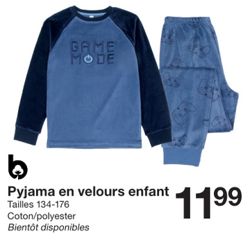 Offre: Pyjama en velours enfant