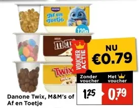 Aanbieding: Danone Twix, M&M's of Af en Toetje