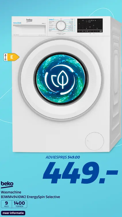 Aanbieding: Beko B3WM49410W2 EnergySpin Selective
