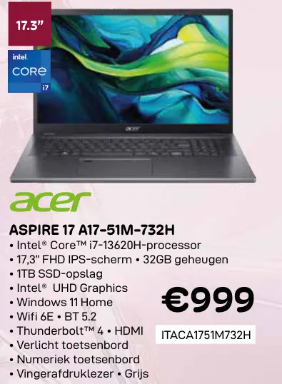 Promotie: Aspire 17 a17-51m-732h