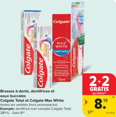 Offre: Brosses à dents, dentifrices et eaux buccales
