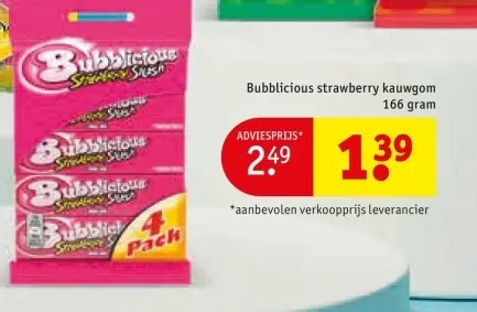 Aanbieding: Bubblicious strawberry kauwgom