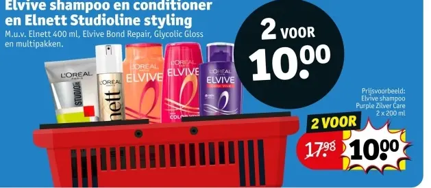 Aanbieding: Elvive shampoo en conditioner en Elnett Studi