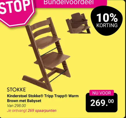 Aanbieding: Kinderstoel Stokke® Tripp Trapp® Warm Brown met babyset
