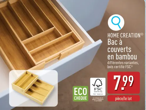 Offre: Bac à couverts en bambou