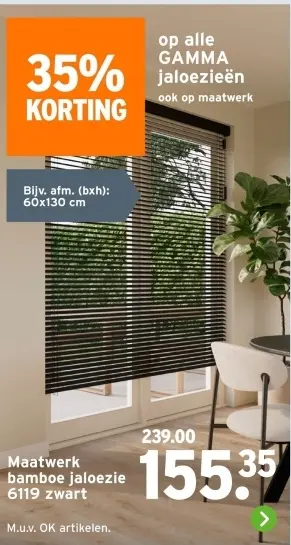 Aanbieding: bamboe jaloezie 6119 zwart