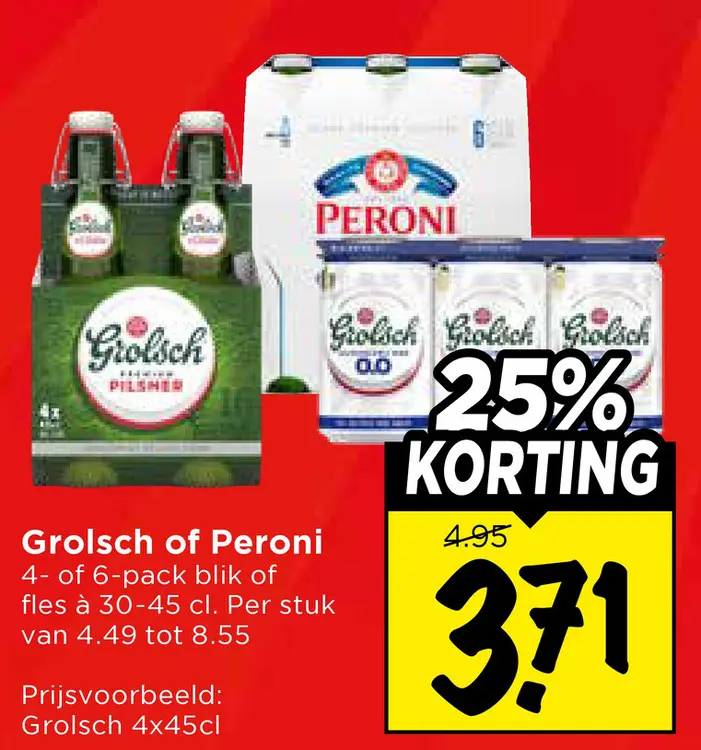 Aanbieding: Grolsch of Peroni