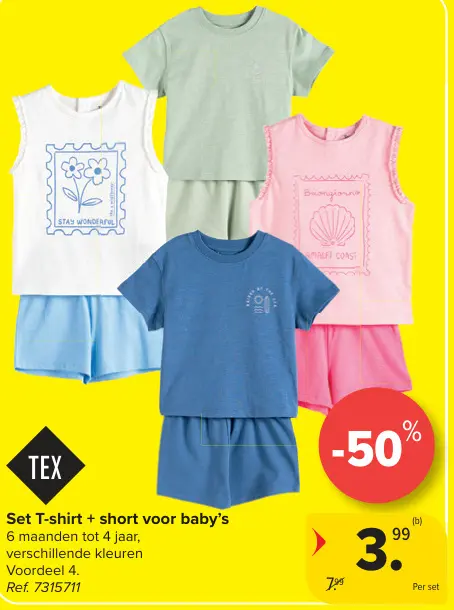 Promotie: Set T-shirt + short voor baby's