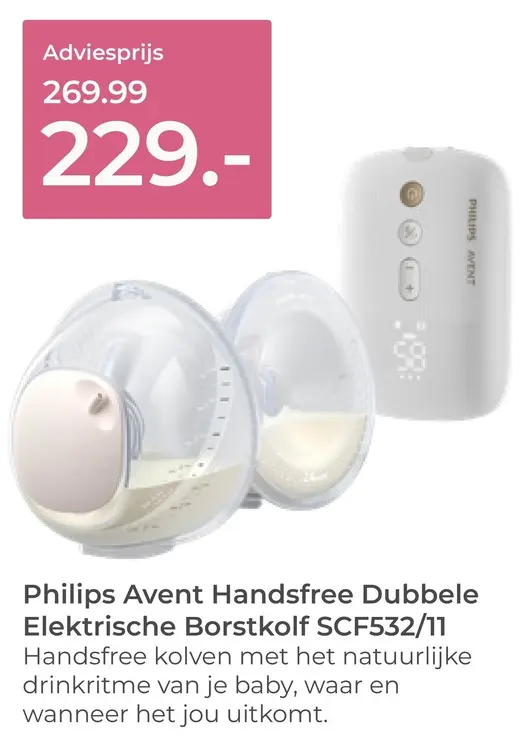 Aanbieding: Handsfree Dubbele Elektrische Borstkolf SCF532/11