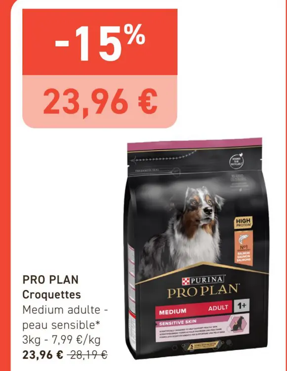 Offre: Croquettes Medium adulte - peau sensible*